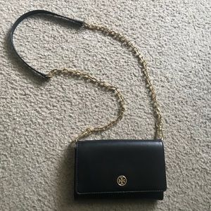 Tory Burch Black/Gold cross body purse/clutch
